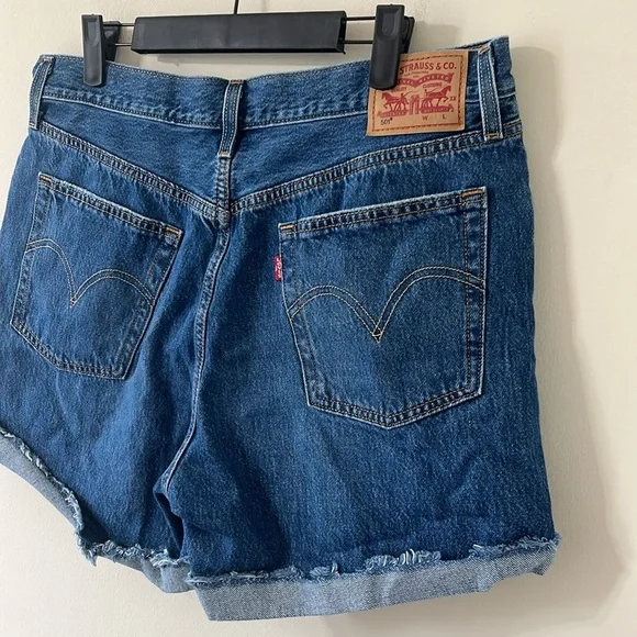 Levi’s Original Fit High-Rise 501 Dark Wash Denim Shorts Size 32 - Picture 7 of 11